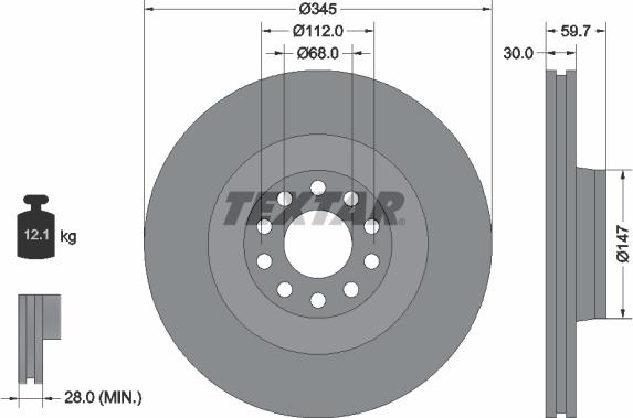 Textar 92112500 - Brake Disc autospares.lv