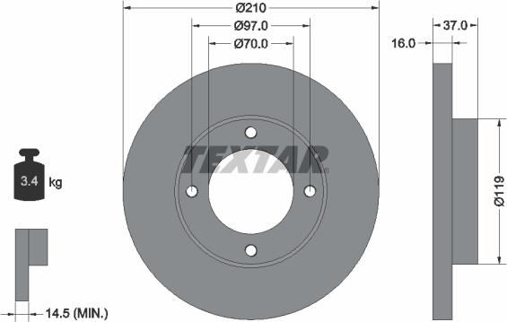 Textar 92112600 - Brake Disc autospares.lv