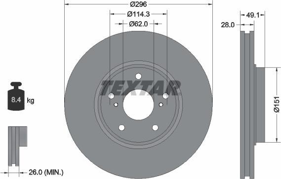 Textar 92185403 - Brake Disc autospares.lv