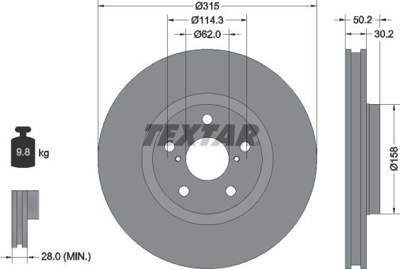 Textar 92185603 - Brake Disc autospares.lv