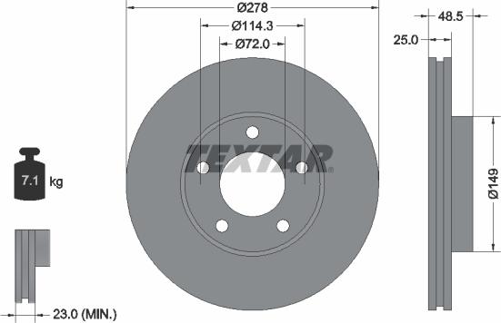 Textar 92130300 - Brake Disc autospares.lv