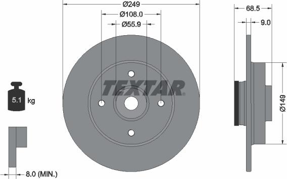 Textar 92133300 - Brake Disc autospares.lv