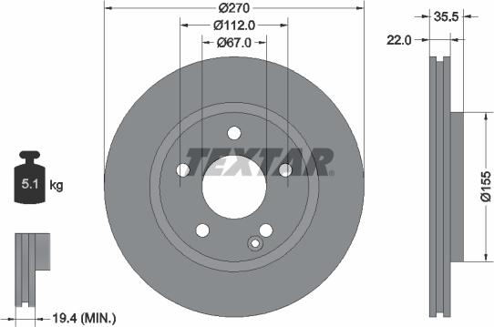 Textar 92124500 - Brake Disc autospares.lv