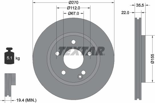 Textar 92124503 - Brake Disc autospares.lv
