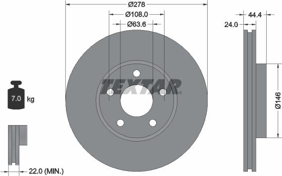 Textar 92124803 - Brake Disc autospares.lv