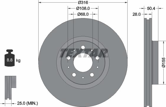 Textar 92126600 - Brake Disc autospares.lv