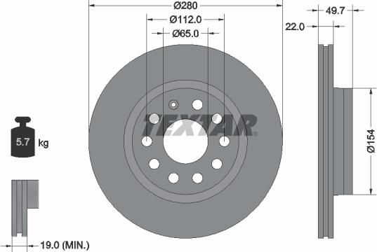 Textar 92120705 - Brake Disc autospares.lv