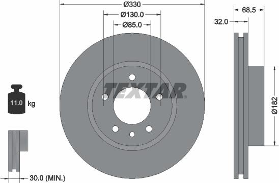 Textar 92121505 - Brake Disc autospares.lv