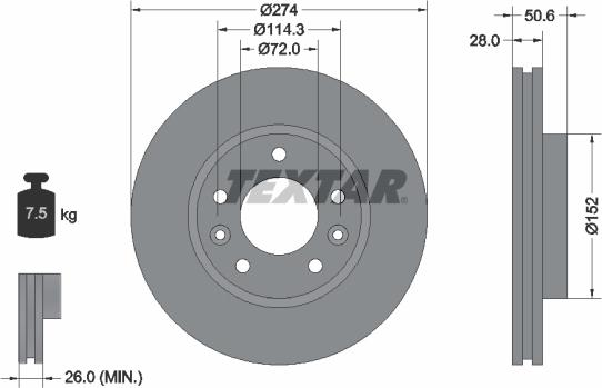 Textar 92174703 - Brake Disc autospares.lv