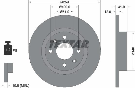 Textar 92175100 - Brake Disc autospares.lv