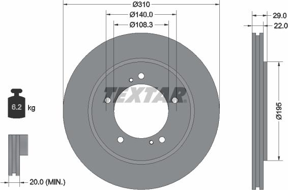 Textar 92170503 - Brake Disc autospares.lv