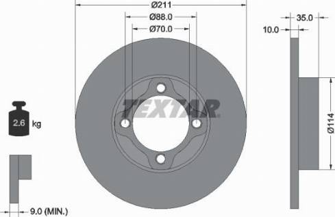 Textar 92170000 - Brake Disc autospares.lv