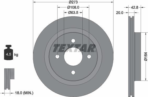 Textar 92172503 - Brake Disc autospares.lv