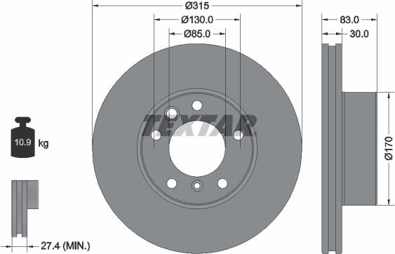 Textar 92304905 - Brake Disc autospares.lv