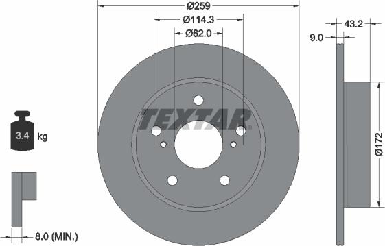 Textar 92308303 - Brake Disc autospares.lv