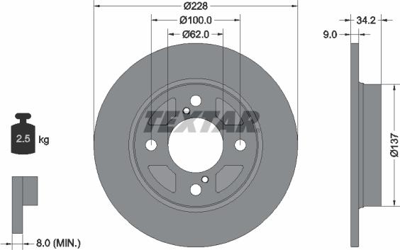 Textar 92303603 - Brake Disc autospares.lv