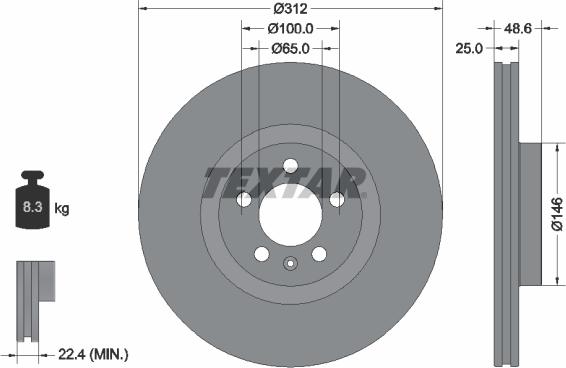 Textar 92303303 - Brake Disc autospares.lv