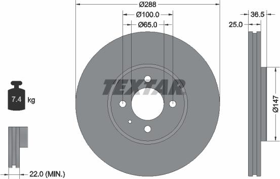 Textar 92302303 - Brake Disc autospares.lv