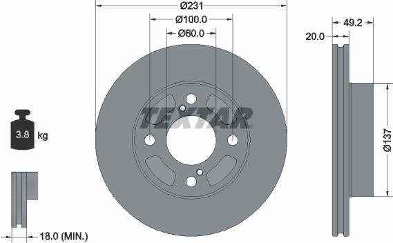 Textar 92314003 - Brake Disc autospares.lv