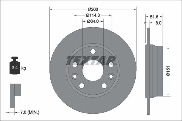 Textar 92337703 - Brake Disc autospares.lv