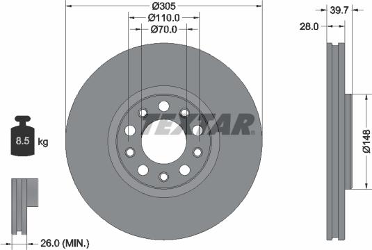 Textar 92293903 - Brake Disc autospares.lv