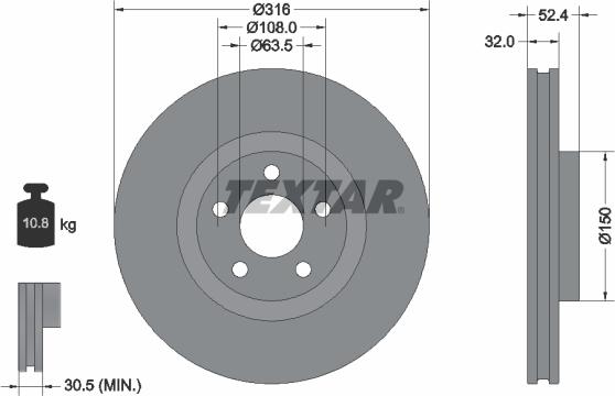 Textar 92293605 - Brake Disc autospares.lv