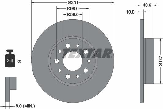 Textar 92244305 - Brake Disc autospares.lv