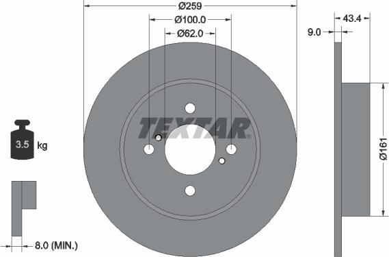 Textar 92242303 - Brake Disc autospares.lv