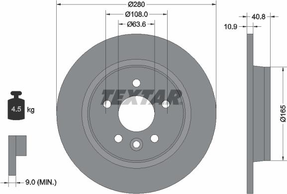 Textar 92255603 - Brake Disc autospares.lv