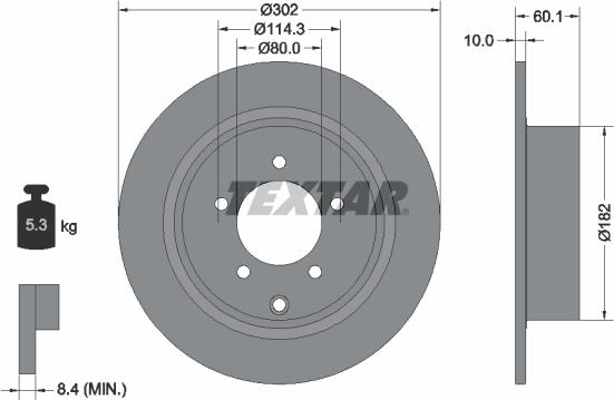 Textar 92255103 - Brake Disc autospares.lv