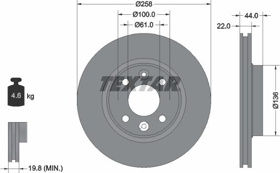 Textar 92255203 - Brake Disc autospares.lv