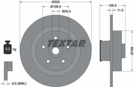 Textar 92252900 - Brake Disc autospares.lv