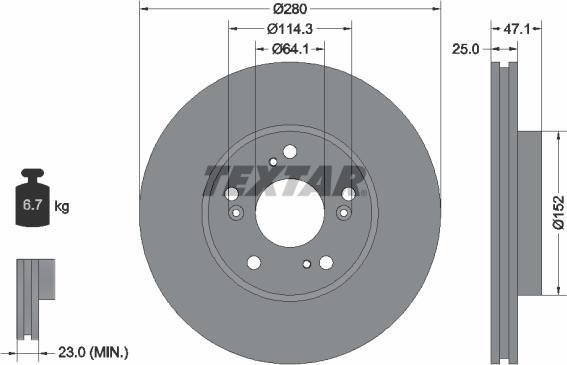 Textar 92252503 - Brake Disc autospares.lv