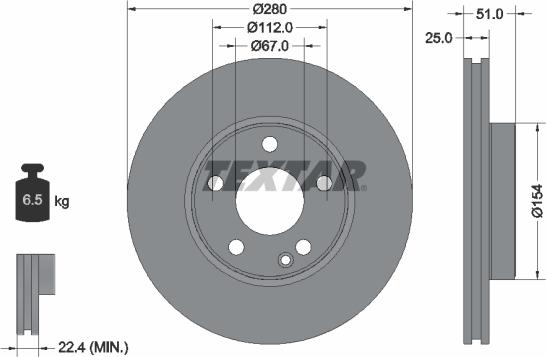 Textar 92257005 - Brake Disc autospares.lv