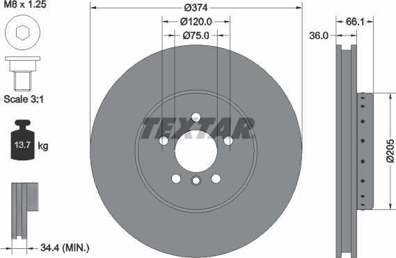 Textar 92266025 - Brake Disc autospares.lv