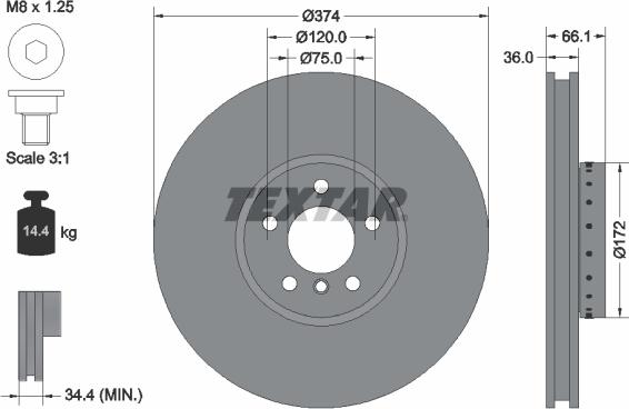 Textar 92266325 - Brake Disc autospares.lv