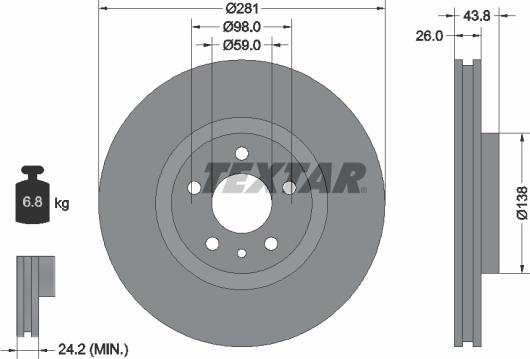 Textar 92261403 - Brake Disc autospares.lv