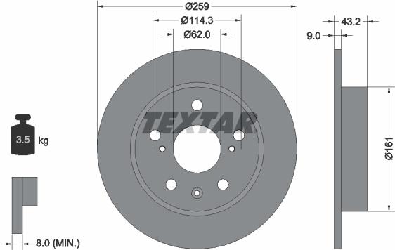 Textar 92268403 - Brake Disc autospares.lv