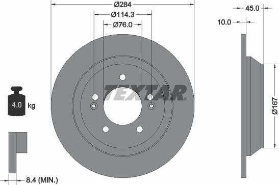 Textar 92267803 - Brake Disc autospares.lv