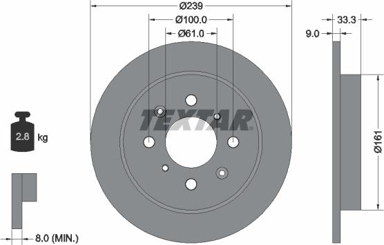 Textar 92204003 - Brake Disc autospares.lv