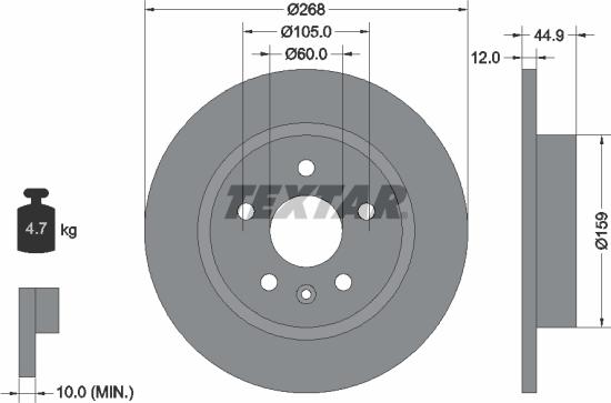 Textar 92205500 - Brake Disc autospares.lv