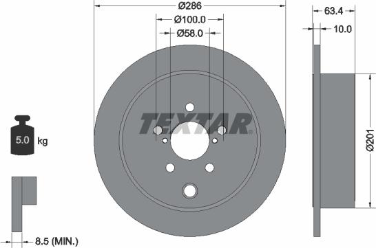 Textar 92200000 - Brake Disc autospares.lv