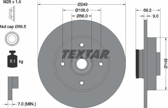 Textar 92202103 - Brake Disc autospares.lv