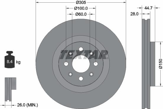 Textar 92202203 - Brake Disc autospares.lv