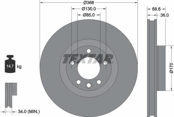 Textar 92213603 - Brake Disc autospares.lv