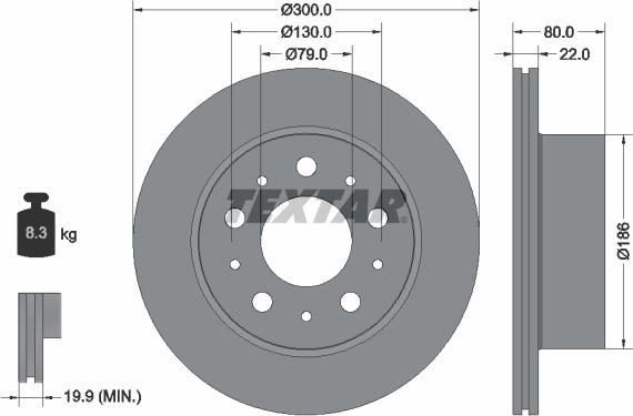 Textar 92284303 - Brake Disc autospares.lv