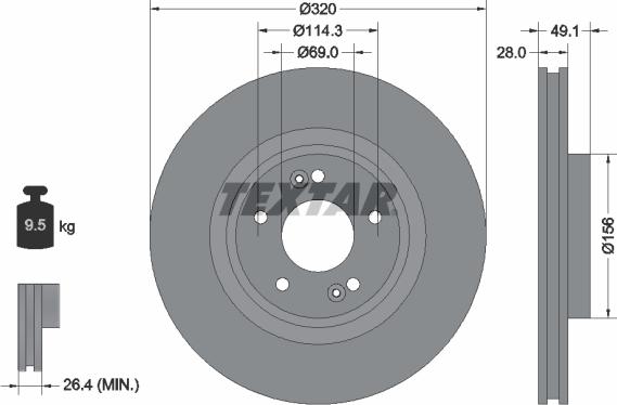 Textar 92281803 - Brake Disc autospares.lv