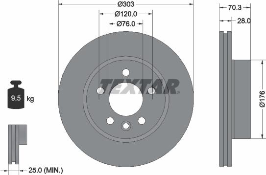 Textar 92288403 - Brake Disc autospares.lv