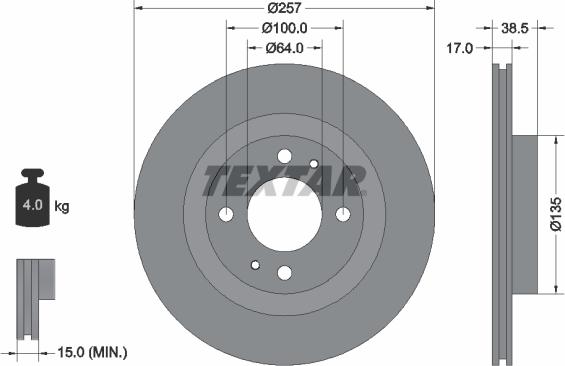 Textar 92282503 - Brake Disc autospares.lv