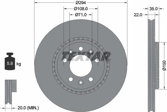 Textar 92287103 - Brake Disc autospares.lv